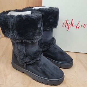 Style & Co Women's Boots Size 5 M Black Faux Suede Witty